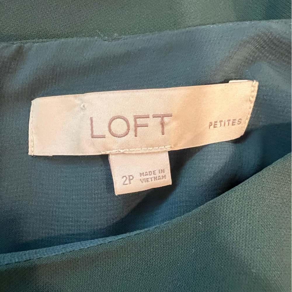 Loft Cap Flutter Sleeve Scalloped Lined Sheath Dr… - image 3